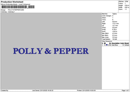 Pollytext Embroidery File 6 sizes
