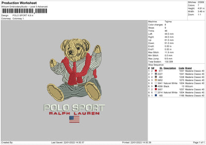 Polo Sport Embroidery File 4 size