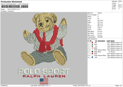 Polo Sport Embroidery File 4 size