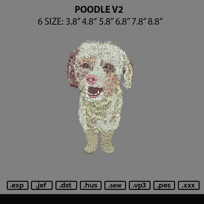 Poodle V2 Embroidery File 6 sizes