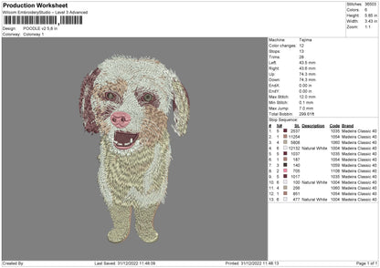Poodle V2 Embroidery File 6 sizes