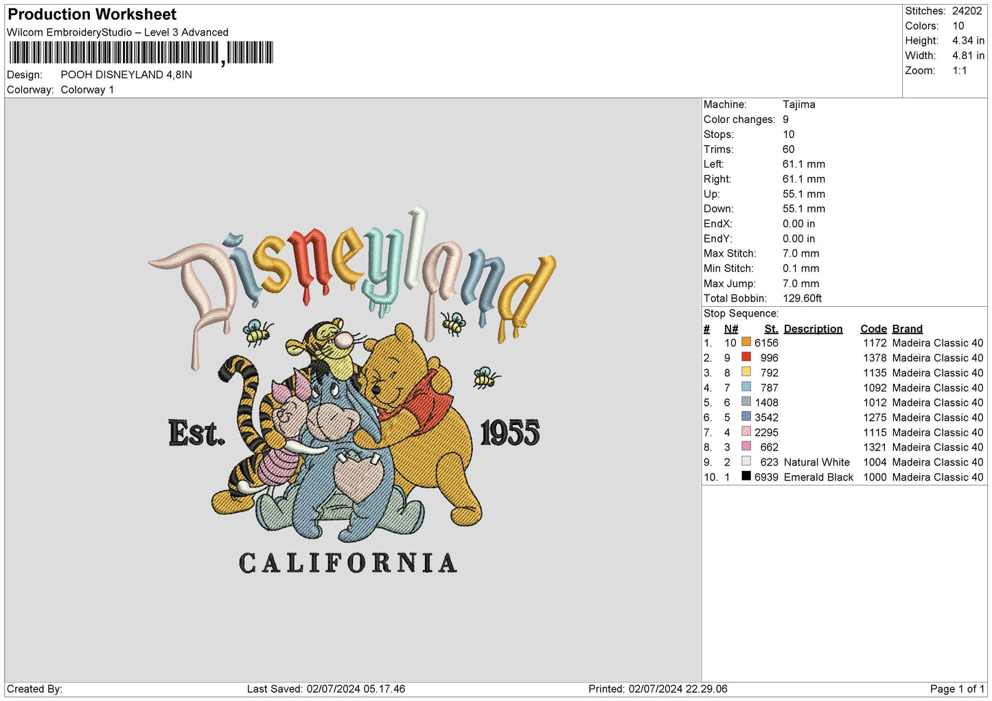Pooh Melt 0207 Embroidery File 6 sizes