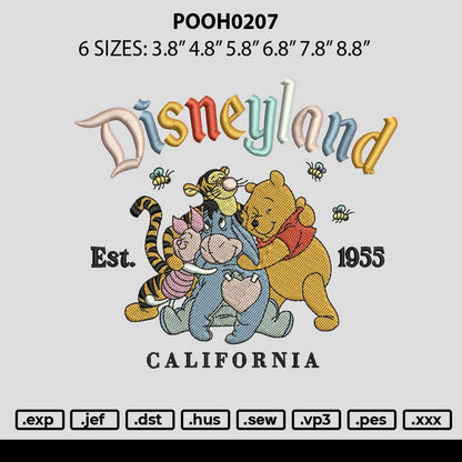 Pooh0207 Embroidery File 6 sizes