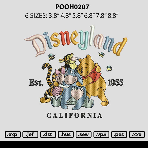 Pooh0207 Embroidery File 6 sizes