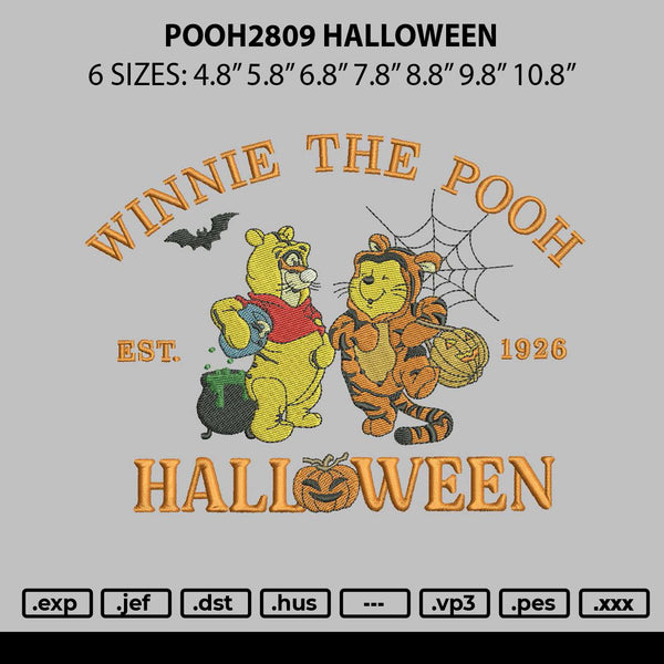 Pooh2809 Halloween Embroidery File 6 sizes