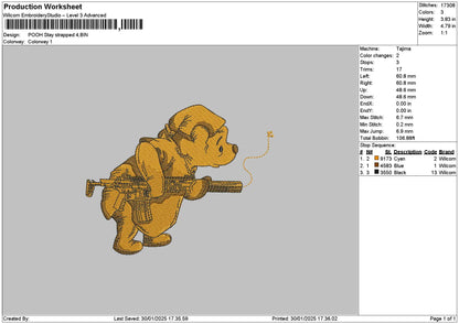 Poohgun Embroidery File 6 sizes