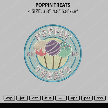 Poppin Treats Embroidery File 4 size