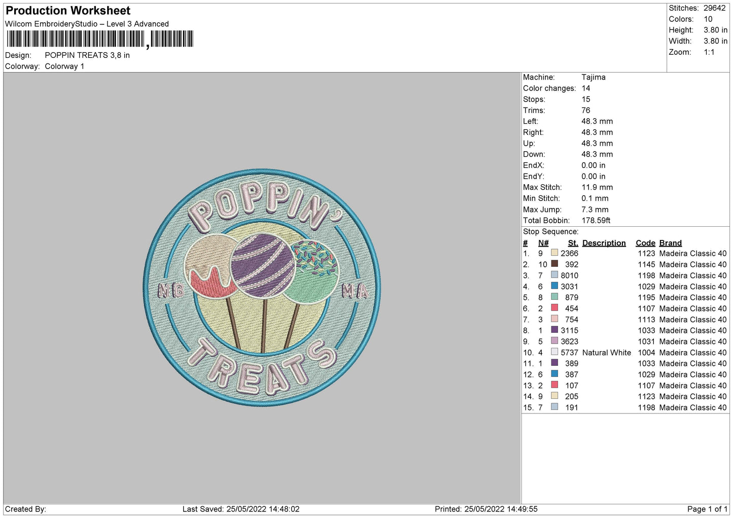 Poppin Treats Embroidery File 4 size