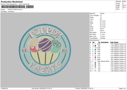 Poppin Treats Embroidery File 4 size