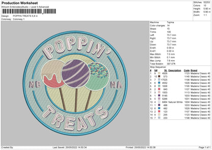 Poppin Treats Embroidery File 4 size