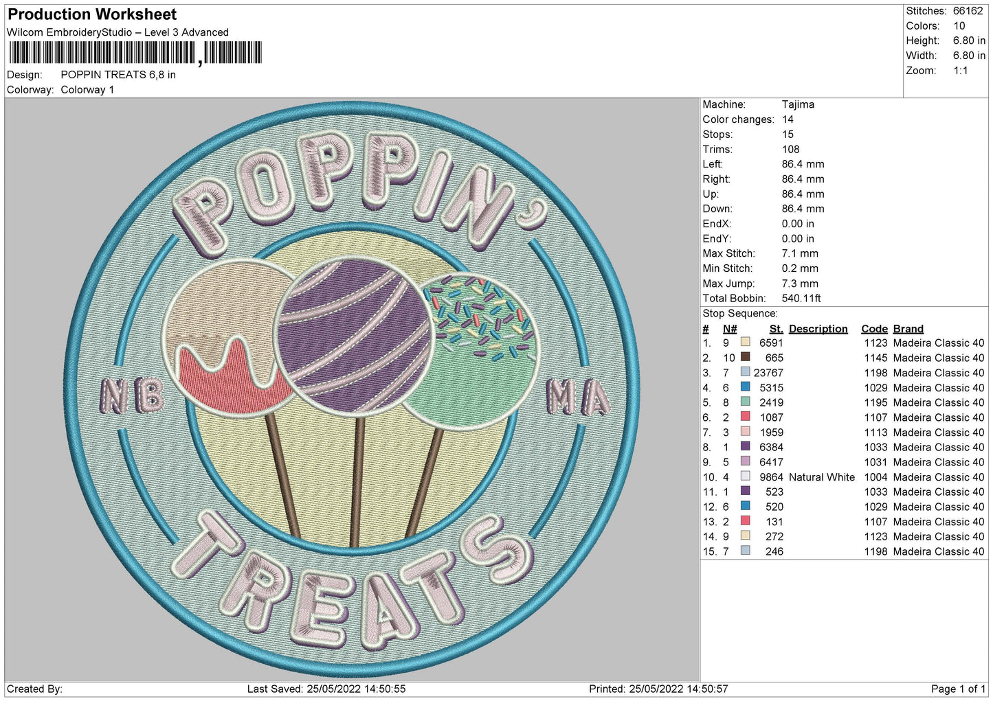 Poppin Treats Embroidery File 4 size