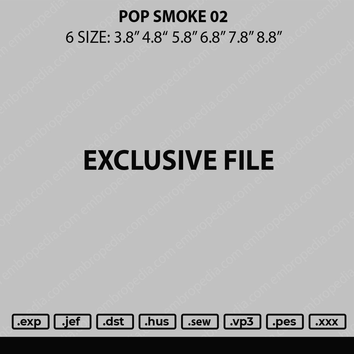 Pop Smoke 02 Embroidery File 6 sizes