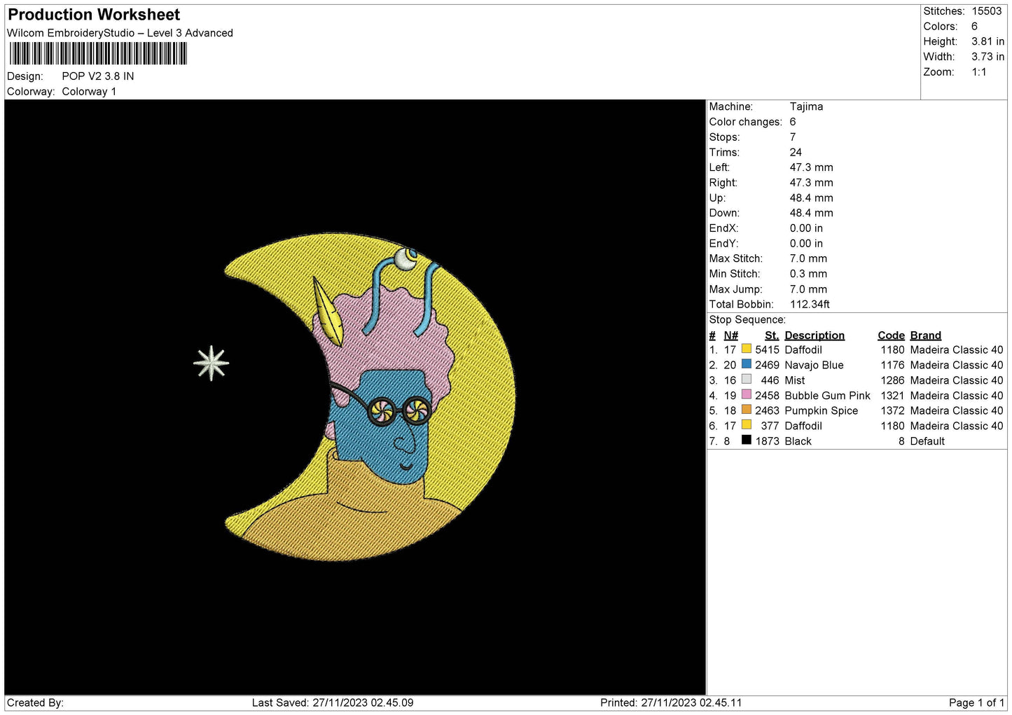 Pop V2 Embroidery File 6 sizes