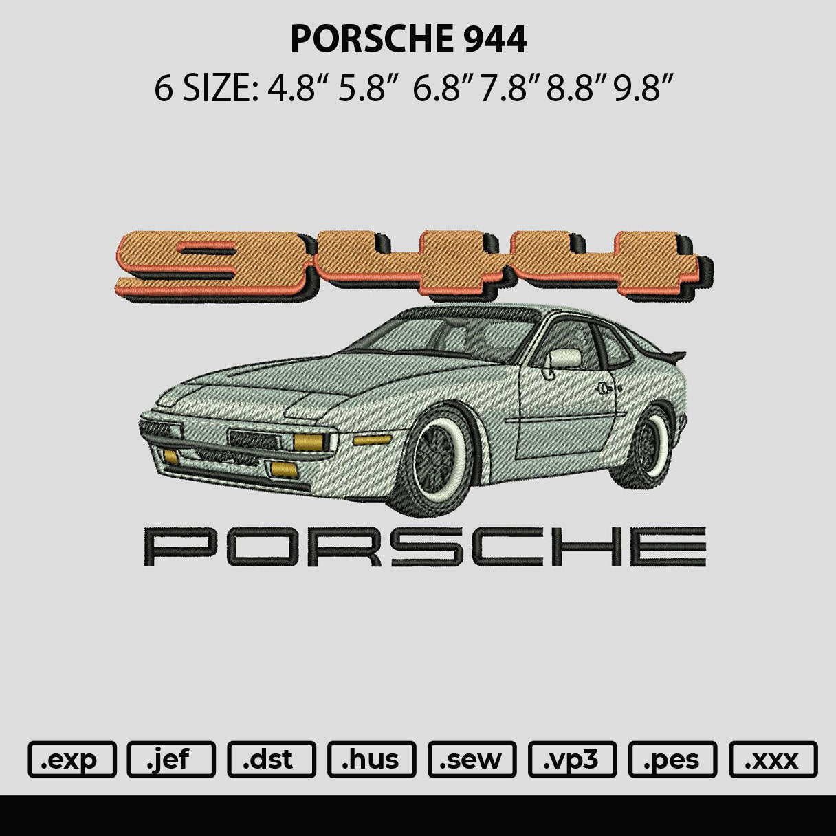 Porche 944 Embroidery File 6 sizes