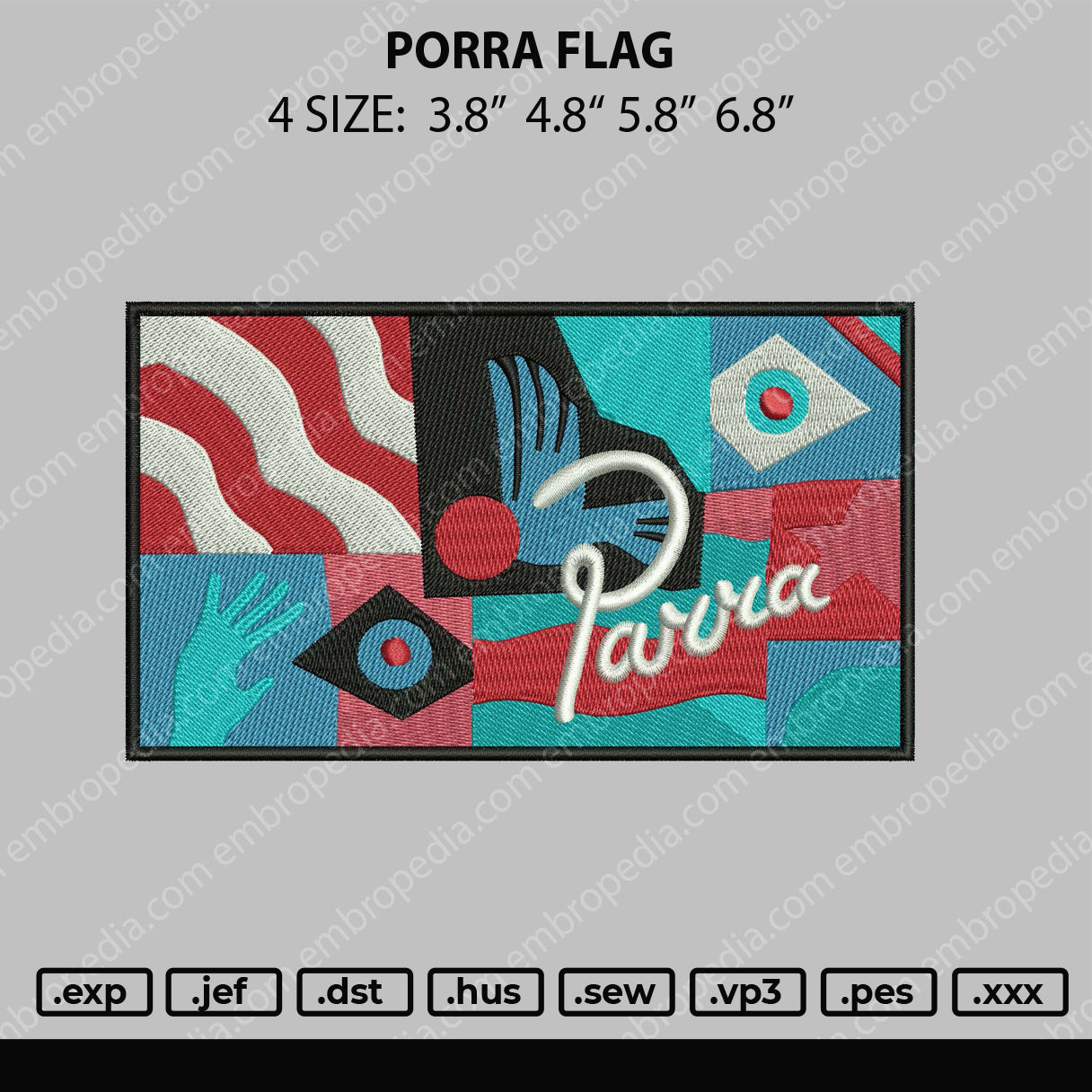 Porra Flag Embroidery File 4 size