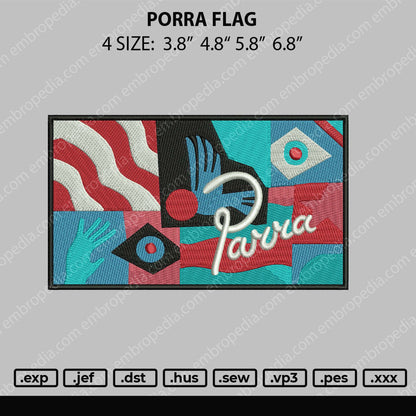 Porra Flag Embroidery File 4 size