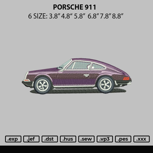 Porsche 911 Embroidery File 6 sizes