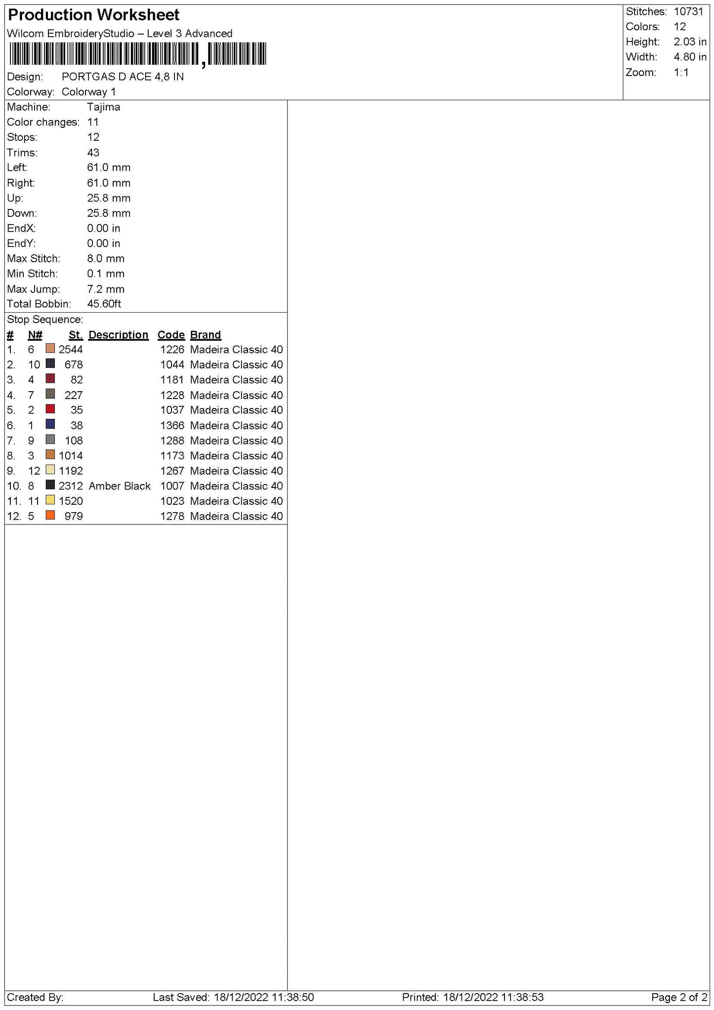 Portgas D Embroidery File 6 sizes