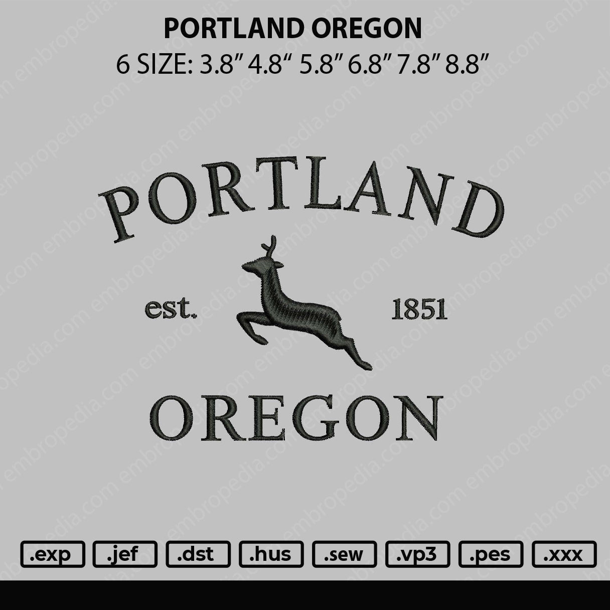 Portline Oregon Embroidery File 6 sizes
