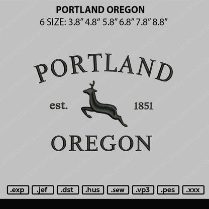 Portline Oregon Embroidery File 6 sizes