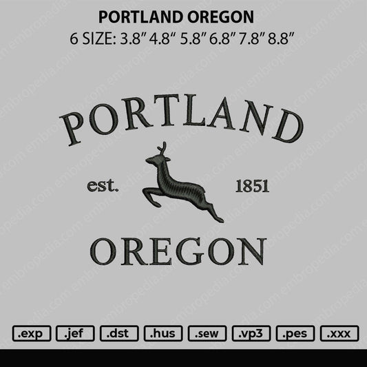Portline Oregon Embroidery File 6 sizes