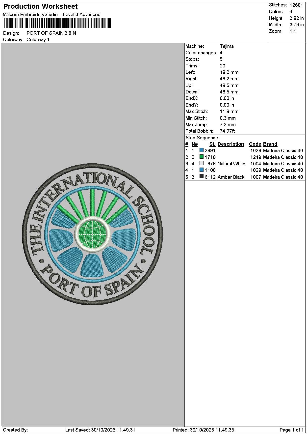 Portcircle Embroidery File 6 sizes