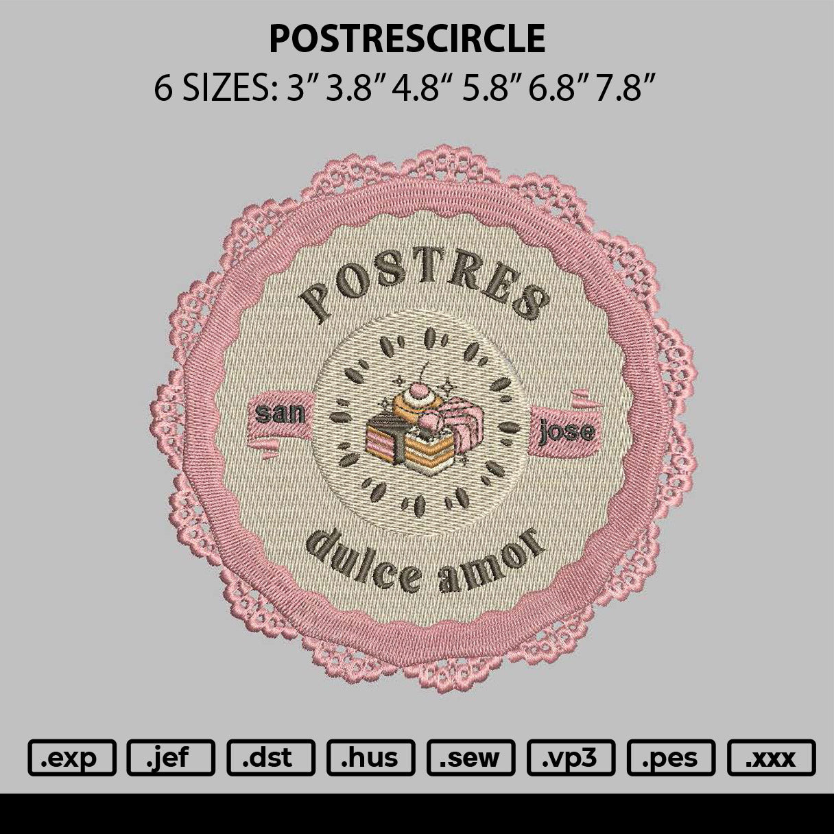 Postrescircle Embroidery File 6 sizes