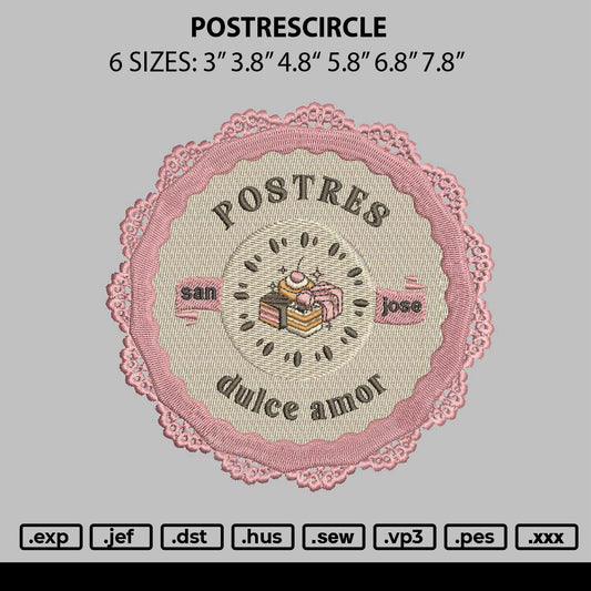 Postrescircle Embroidery File 6 sizes