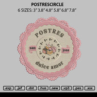 Postrescircle Embroidery File 6 sizes