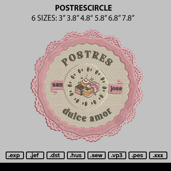 Postrescircle Embroidery File 6 sizes