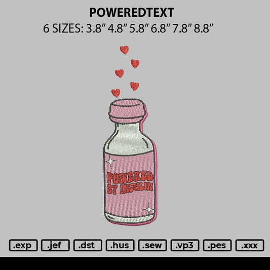 Poweredtext Embroidery File 6 sizes