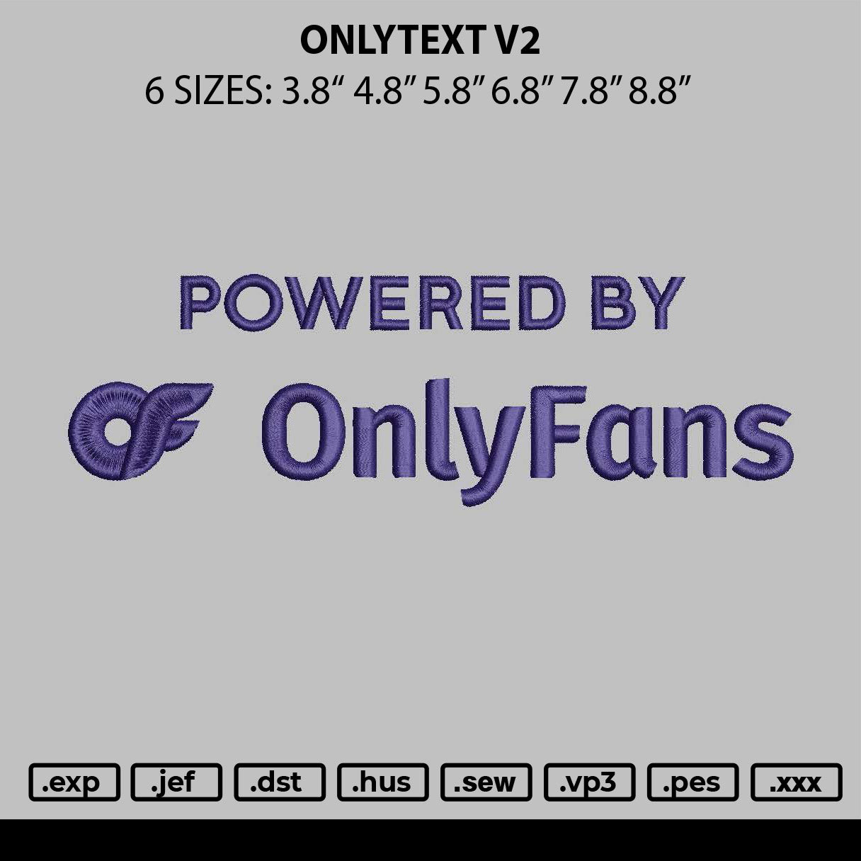 Onlytext V2 Embroidery File 6 sizes