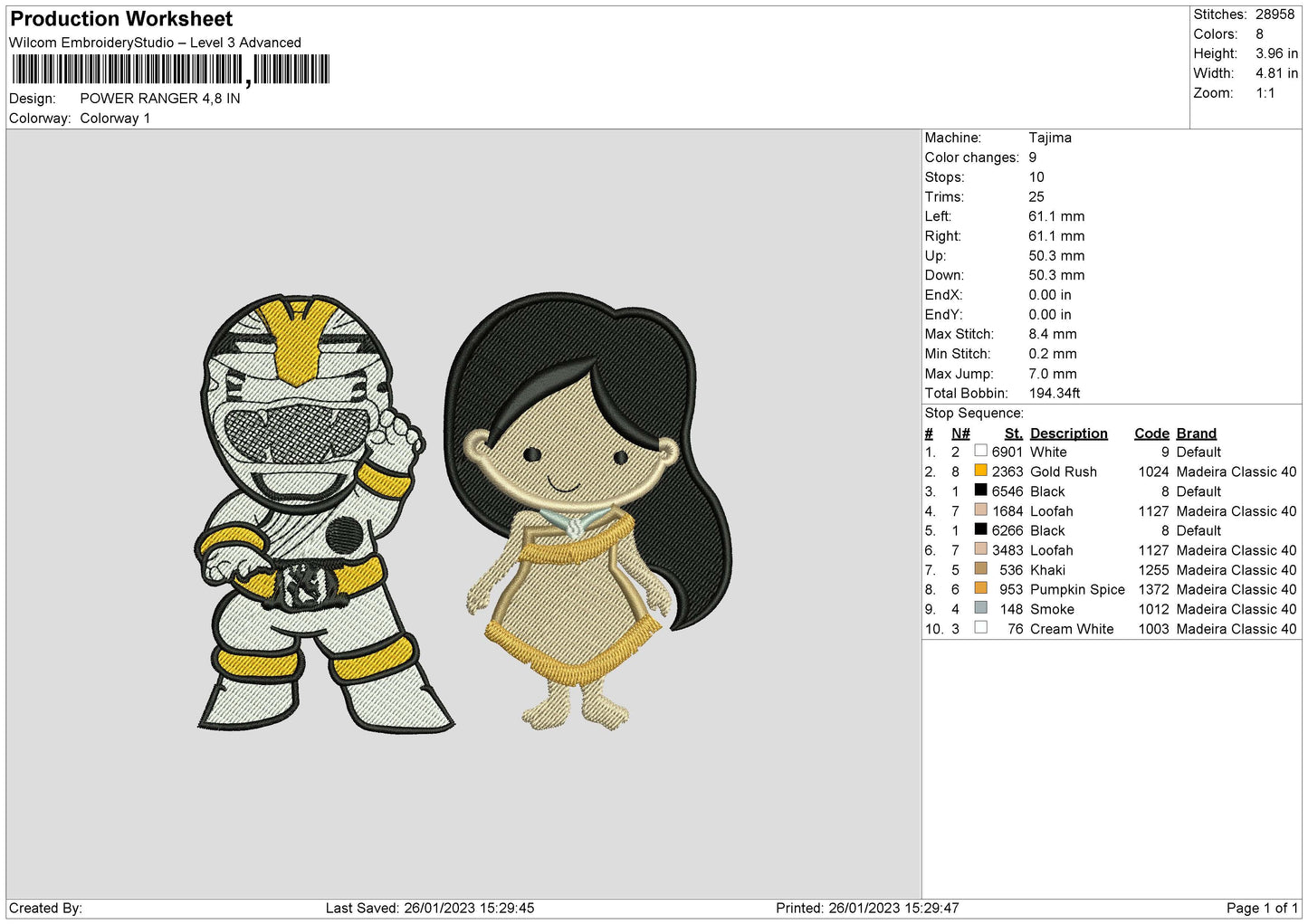 P Ranger Embroidery File 6 sizes