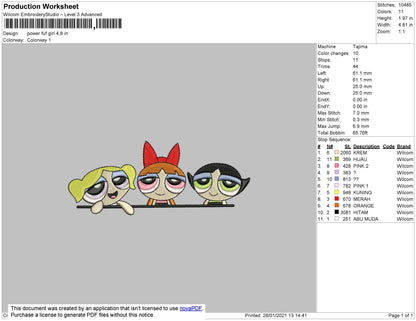 Powerpuff Girls Embroidery File 4 size