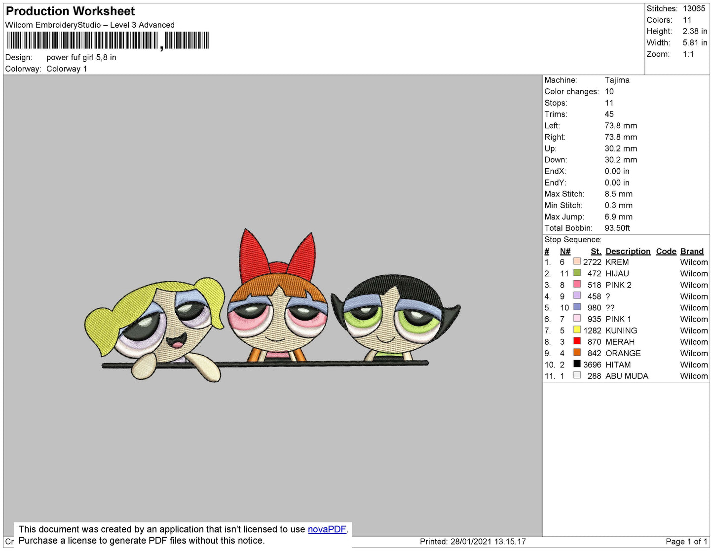 Powerpuff Girls Embroidery File 4 size