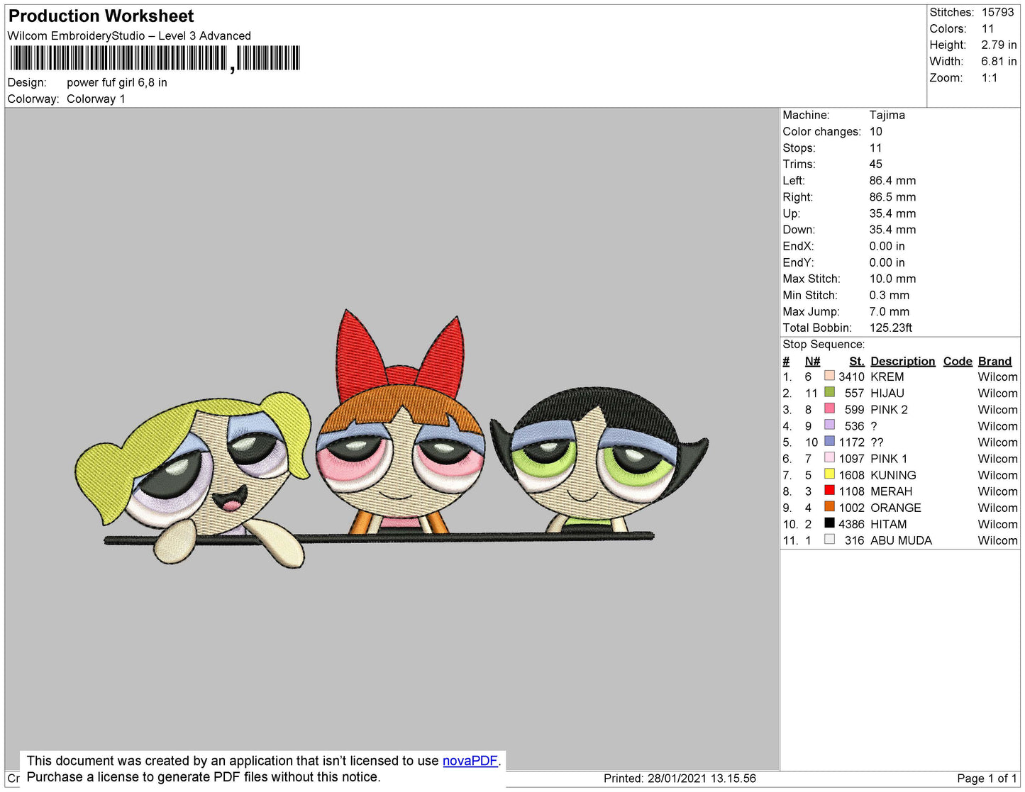 Powerpuff Girls Embroidery File 4 size