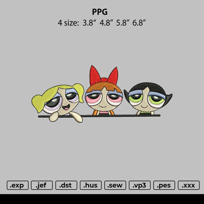 Powerpuff Girls Embroidery File 4 size