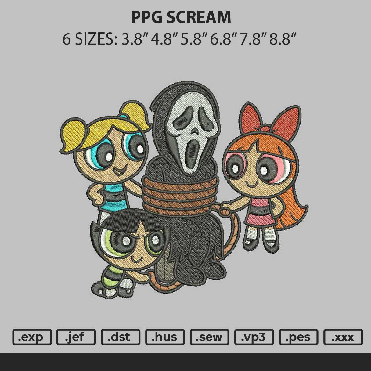 Ppg Scream Embroidery File 6 sizes
