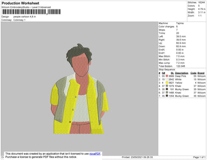 Harry Styl 02 Embroidery File 4 size