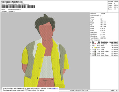 Harry Styl 02 Embroidery File 4 size