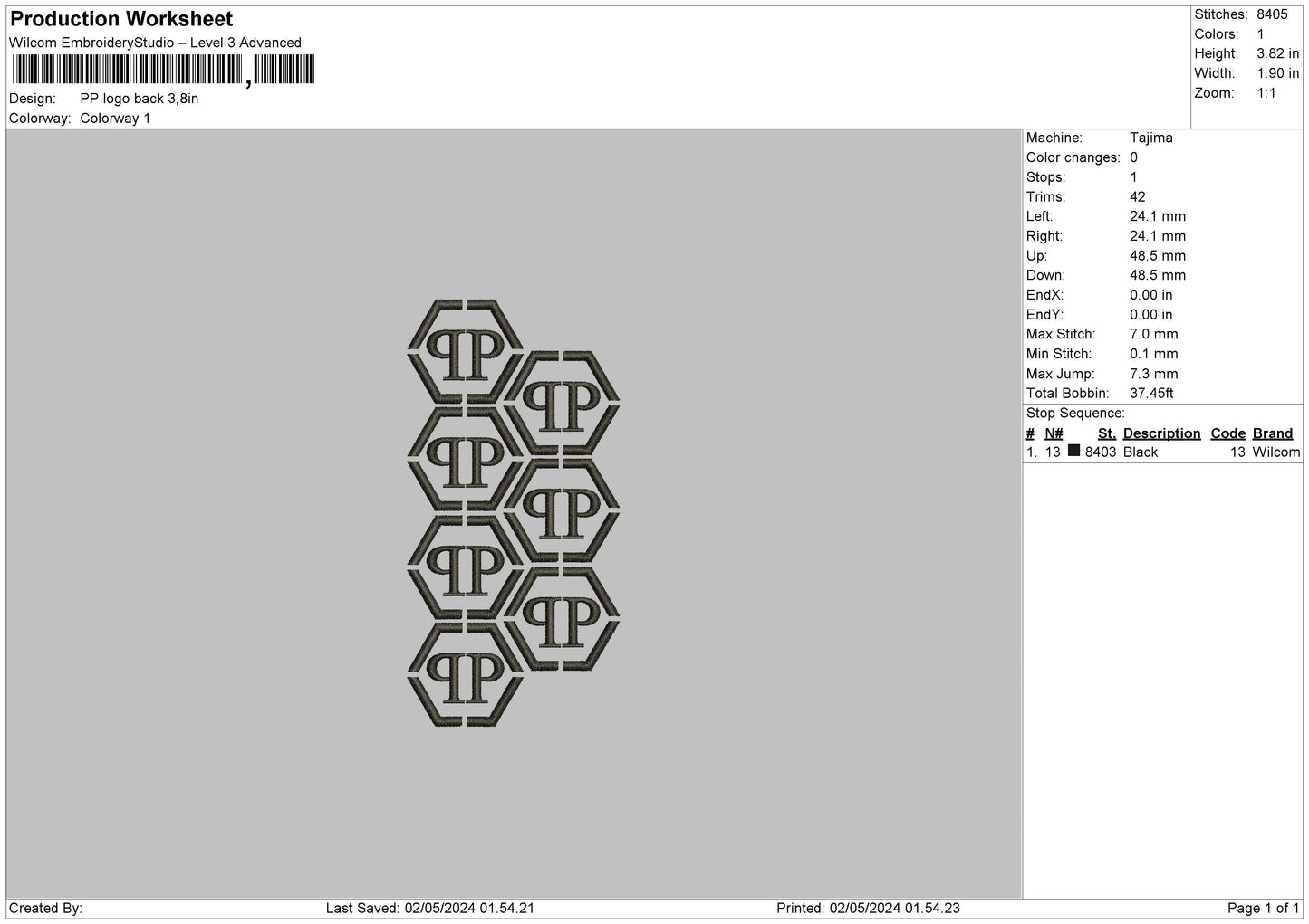 Pp03 Embroidery File 6 sizes