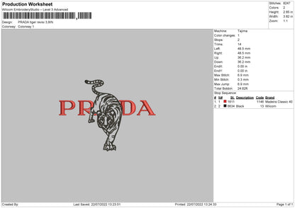 Prada Tiger Embroidery File 4 sizes