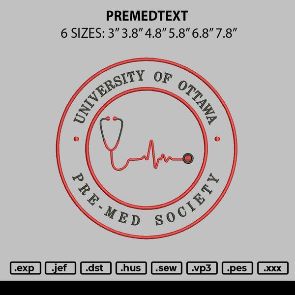 Premedtext Embroidery File 6 sizes