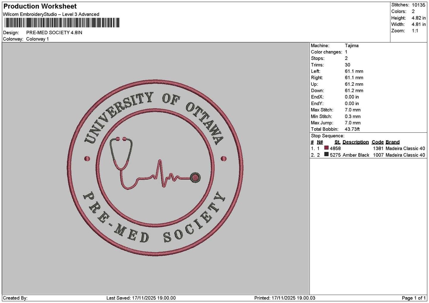 Premedtext Embroidery File 6 sizes