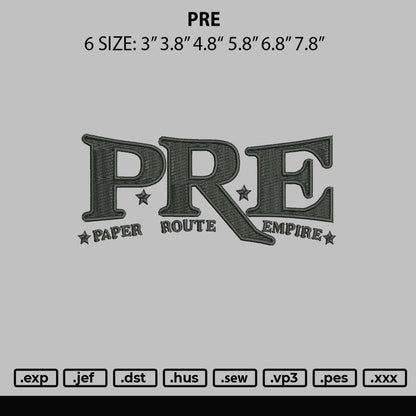 Pre Embroidery File 6 sizes