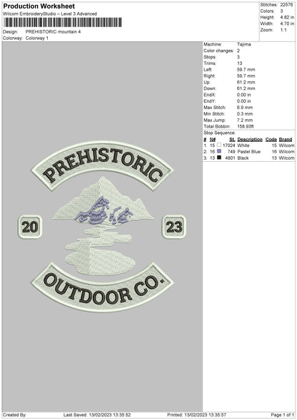 Prehistoric M Embroidery File 6 sizes