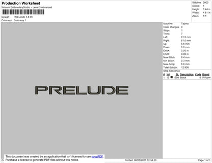 Prelude Embroidery File 4 size