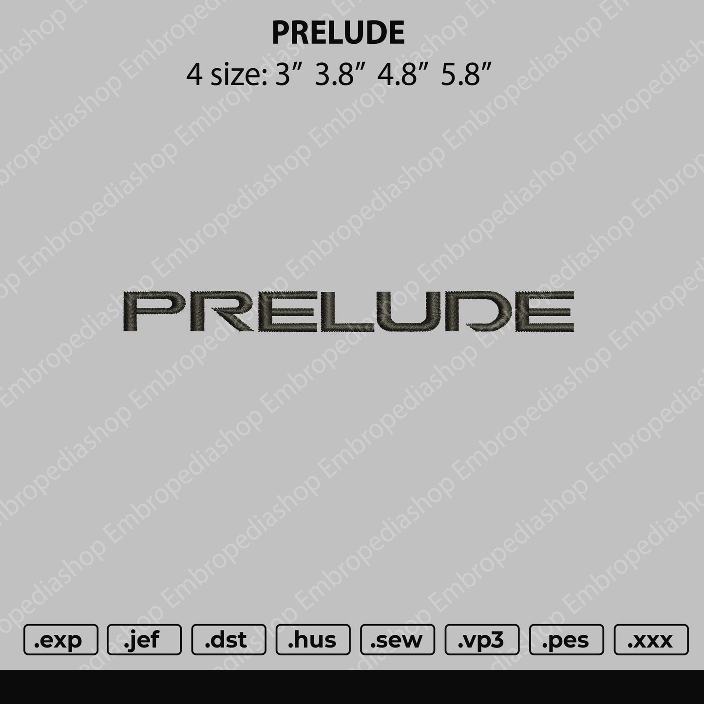 Prelude Embroidery File 4 size