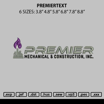 Premiertext Embroidery File 6 sizes