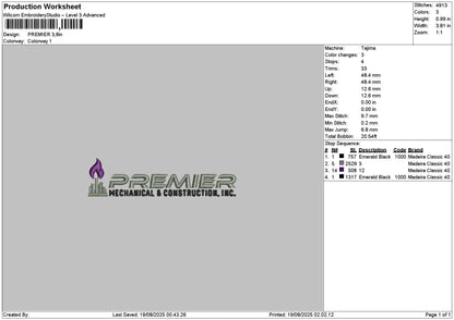 Premiertext Embroidery File 6 sizes